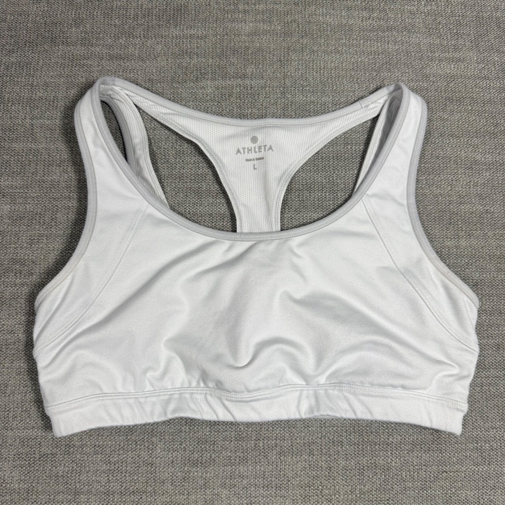 Athleta Light Gray Racerback Sports Bra Size Large Athletic Workout
